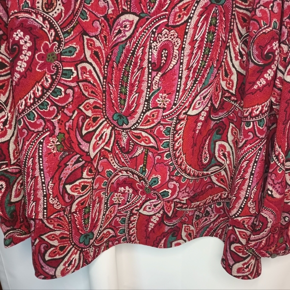 J Jill Red Paisley Layered Tunic Top XL Long Sleeve Keyhole  Bohemian Art - Picture 3 of 14